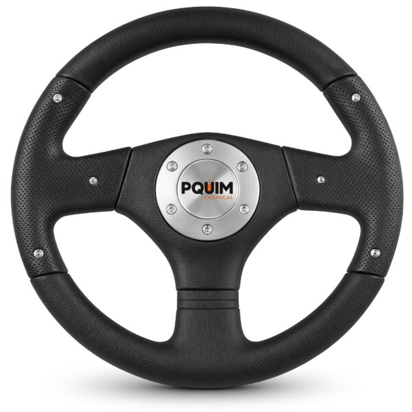 Volante Náutico Universal 35cm Alumínio com preto – Para Lanchas e Barcos de Pequeno e Médio Porte
